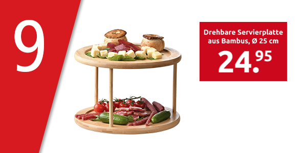 Drehbare Servierplatte aus Bambus, Ø 25 cm