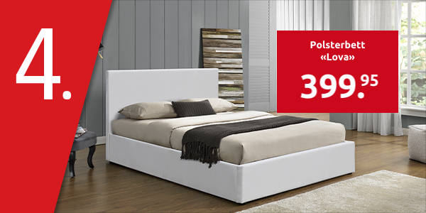 Polsterbett «Lova» mit Bettschublade, 140 x 200 cm, weiss