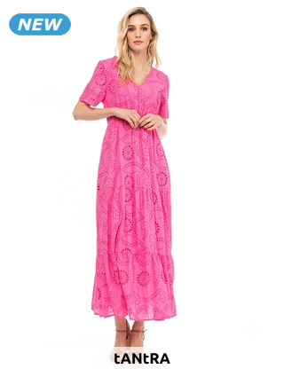 tANtRA Kleid «Ajourée», fuchsia