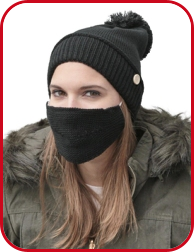 Set Mund-Nasen-Schutz + Mütze, schwarz