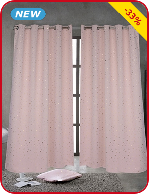 Lichtundurchlässiger Vorhang «Stars», 240 x 140 cm, rosa