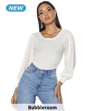 Top mit Ärmelbündchen, weiss