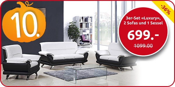 3er-Set «Luxury», 2 Sofas und 1 Sessel