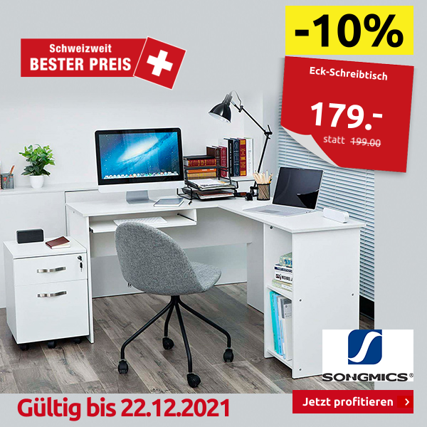 SONGMICS Eck-Schreibtisch, weiss