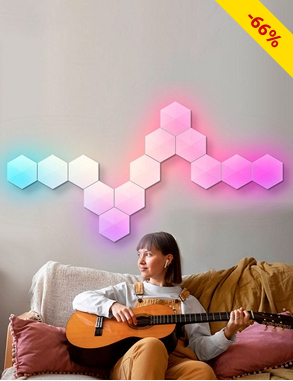 Wandleuchte «Hexalight», RGB-LEDs, individuell gestaltbar, Licht- und Musikmodi