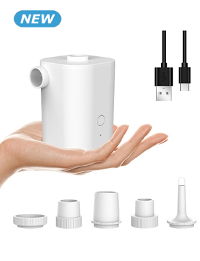 Mini-Luftpumpe, tragbar, 5 Aufsätze