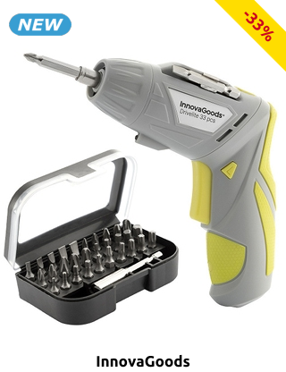 InnovaGoods Kabelloser elektrischer Schraubenzieher, mit 33 Accessoires