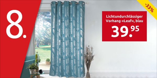Lichtundurchlässiger Vorhang «Leaf», blau
