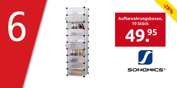 SONGMICS Aufbewahrungsboxen, 10 Stück, B 43 x H 173 x T 31 cm