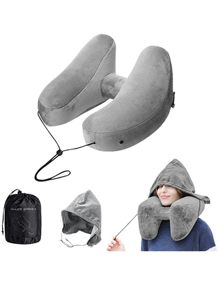 Reisekissen «Air Pillow», aufblasbar, mit Kapuze