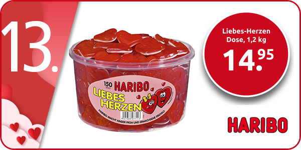 Haribo Liebes-Herzen Dose, 1,2 kg