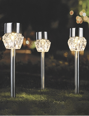 LED-Solarlampen «Cristal», Set 3 Stück