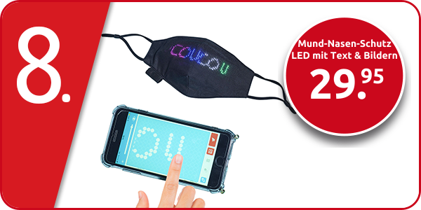 Mund-Nasen-Schutz LED mit Text & Bildern