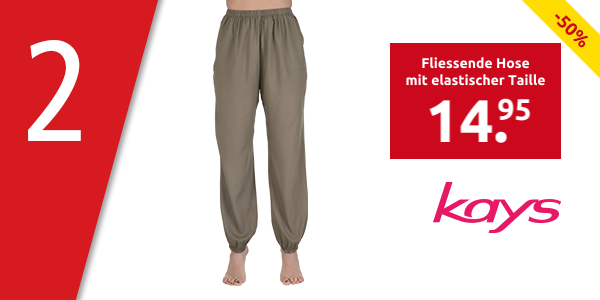 Fliessende Hose mit elastischer Taille, khaki