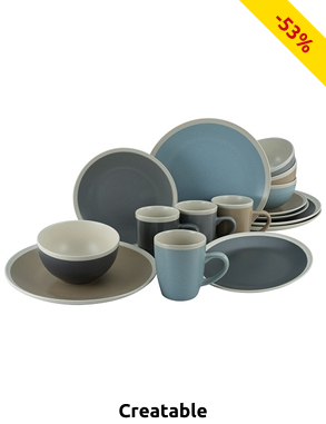 Creatable Kombiservice «Nordic living», 16-teilig, blau/taupe