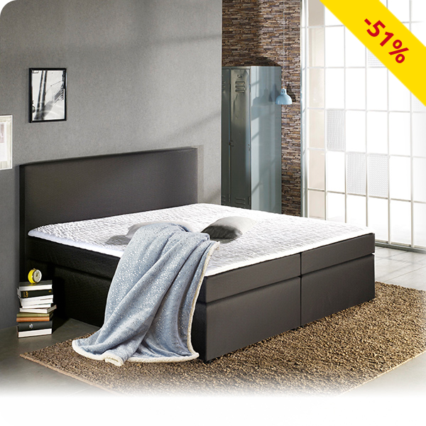 Boxspring-Bett «Trendy 2», feste Matratze, 160 x 200 cm, schwarz