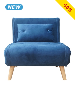 Schlaf-Sessel «Niko», L 76 x B 82 x H 84 cm, Samtbezug, blau