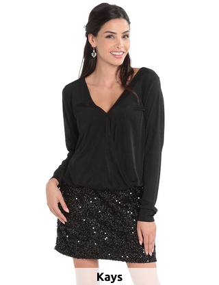 Kleid mit Pailletten, schwarz