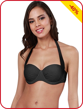 Bikini-Top, Cup B, mit breiten Trägern, schwarz