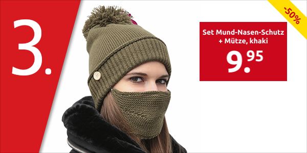 Set Mund-Nasen-Schutz + Mütze, khaki