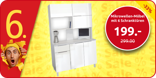 Mikrowellen-Möbel «Glossy» mit 6 Schranktüren, weiss