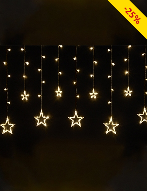 Lichterkette «Sterne und Eiszapfen», 2,4 m, 138 LED warmweiss