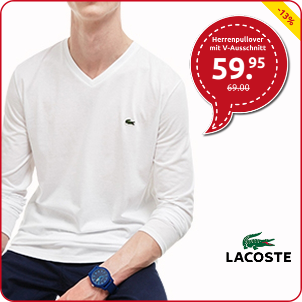 Lacoste Herrenpullover mit V-Ausschnitt, weiss