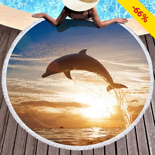 Strandtuch, rund, Ø 150 cm, «Delfin»