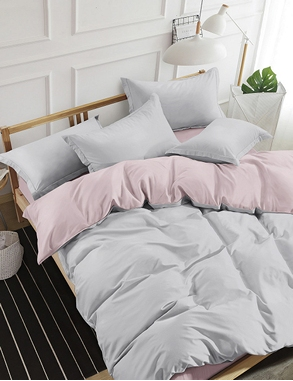 Garnitur «Mikro» Duvet 160 x 210 cm + Pfulmenbezug 65 x 100 cm, silber/rosa