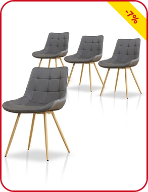 4er-Stuhl-Set «Nico», grau