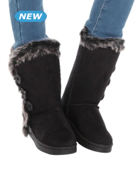 Gefütterte Damenstiefeletten, schwarz