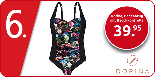 Dorina, Badeanzug mit Bauchkontrolle, schwarz/bedruckt