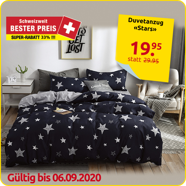 Duvetanzug «Stars» 160 x 210 cm + Pfulmenanzug 65 x 100 cm