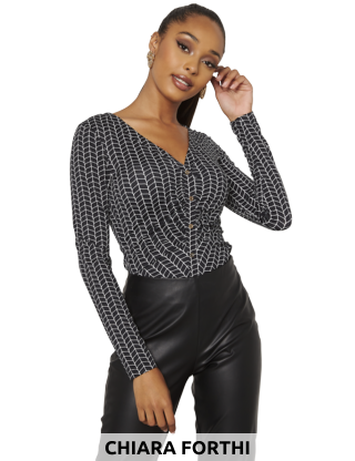 Chiara Forthi Cardigan mit Schösschen schwarz/bedruckt