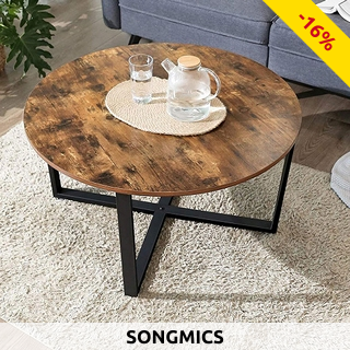 SONGMICS Couchtisch «Mia», Ø 88 x H 47 cm, braun/schwarz