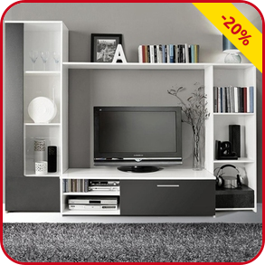 Wohnwand  «Lounge», schwarz-weiss