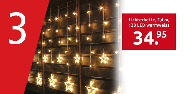 Lichterkette «Sterne und Eiszapfen», 2,4 m, 138 LED warmweiss