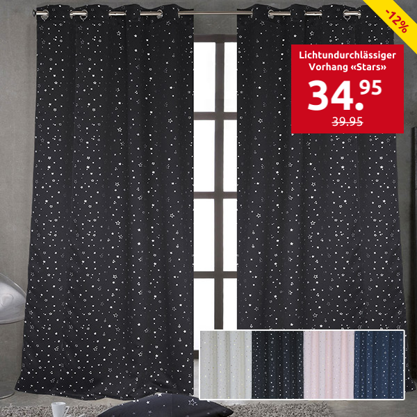 Lichtundurchlässiger Vorhang «Stars», 240 x 140 cm, anthrazit
