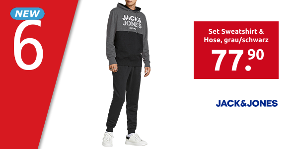 JACK&JONES Set Sweatshirt & Hose, grau/schwarz