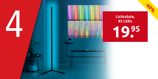 Lichtsäule, 83 LEDs, 4 Lichtmodi, mit Fernbedienung