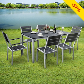 Gartenset «Cancun», 7-teilig, weiss/ grau