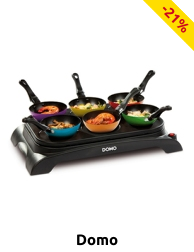 Wok-Crêpes-Party von Domo, 2-in-1, mit 6 Pfännchen