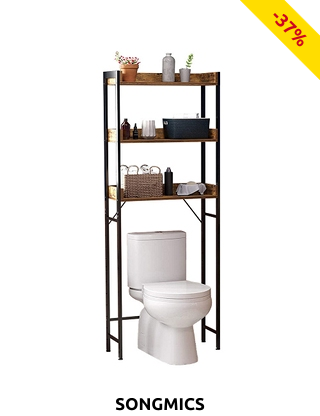 SONGMICS WC-Möbel «Indus», B 63 x H 165 x T 25 cm, braun/schwarz