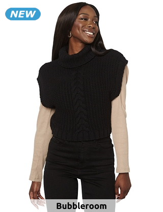 Top aus markantem Strick, schwarz