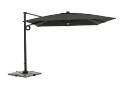 Sonnenschirm Ampelschirm Soluna Roye mit LED Beleuchtung und Solarpanel 300x300 cm Polyester anthrazit