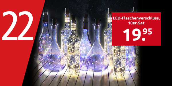 LED-Flaschenverschluss, 10er-Set, warmweiss/bunt