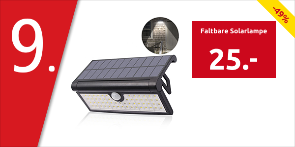 Faltbare Solarlampe, mit Bewegungsmelder & intelligenter Beleuchtung