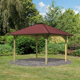 Pavillon Karibu Eco Ostrau mit Haube und Dachschindeln 289 x 289 cm kesseldruckimprägniert