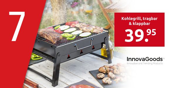InnovaGoods Kohlegrill, tragbar & klappbar, 36x7x28,5 cm
