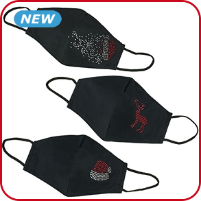 Mund-Nasen-Schutz «XMAS», 3er-Set, schwarz/Strass